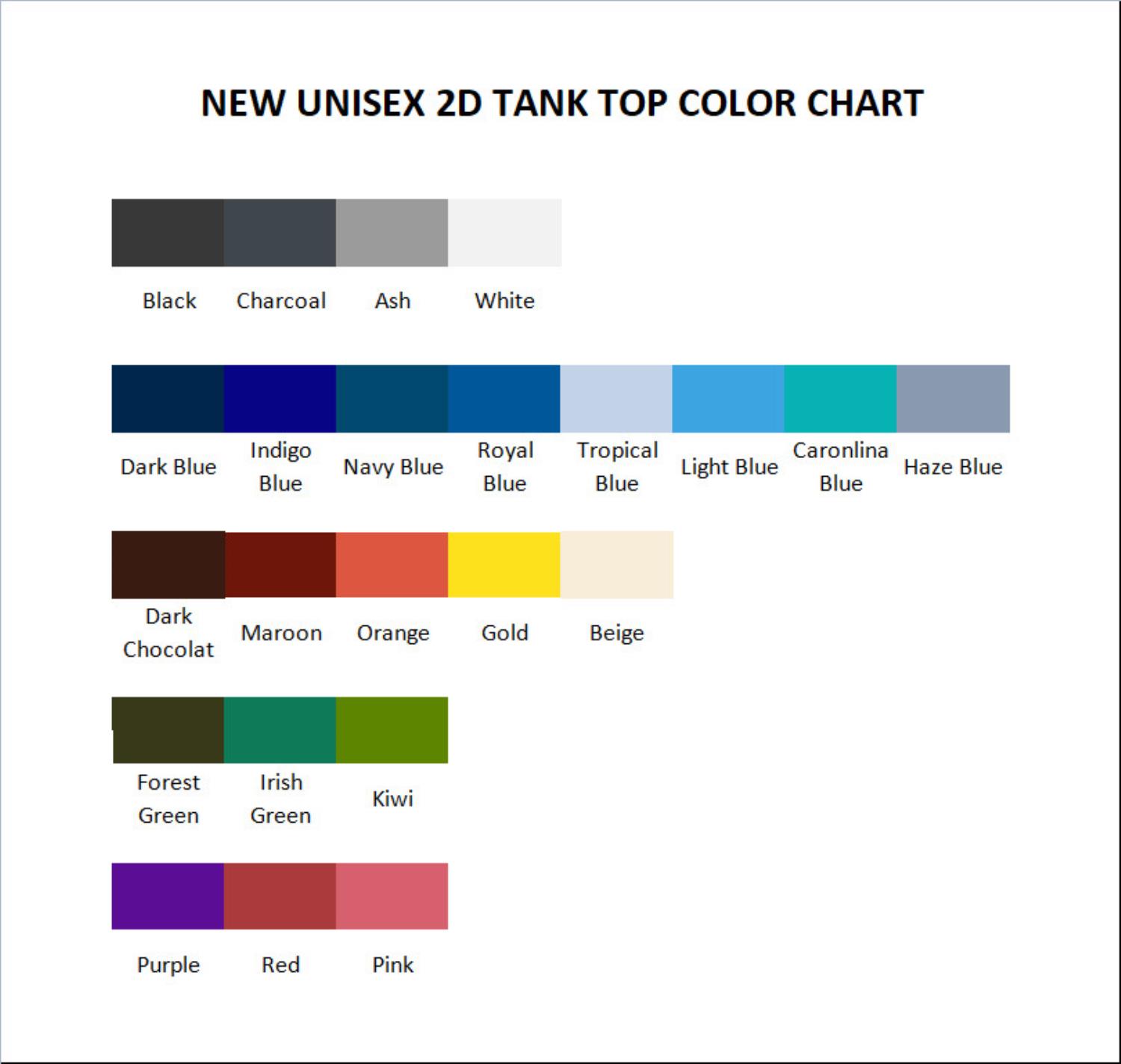 tank top color chart - Mario Merch