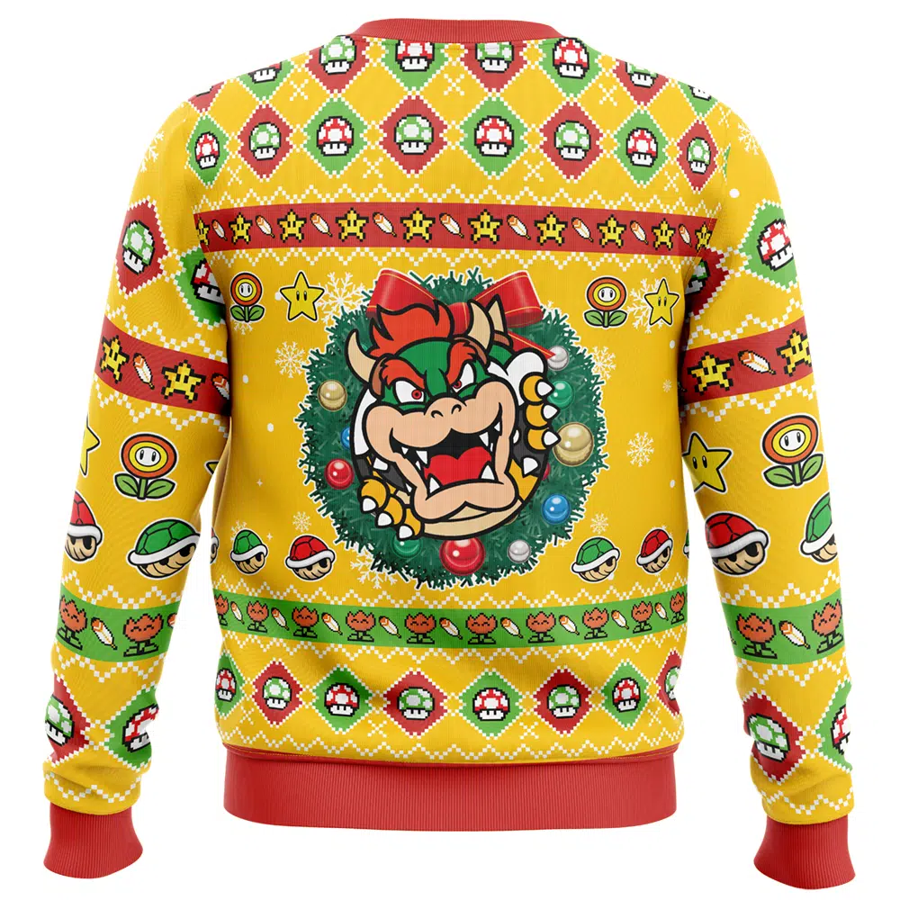 Bowser Super Mario Bros Ugly Christmas Sweater BACK mockup - Mario Merch