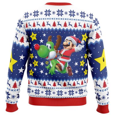 Christmas Odyssey Super Mario Ugly Christmas Sweater BACK mockup - Mario Merch